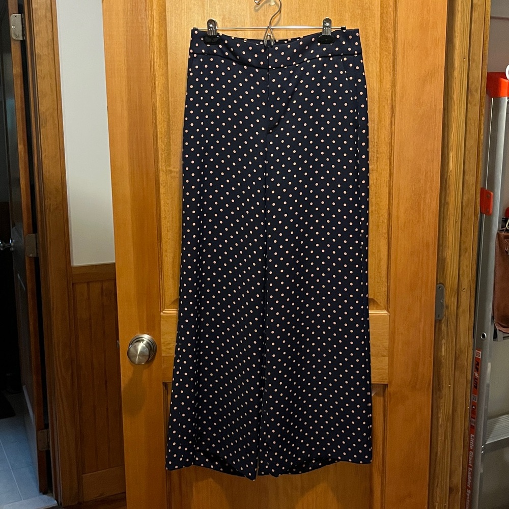 Banana Republic Dark Blue Pants with Beige Pinkish Polka Dots